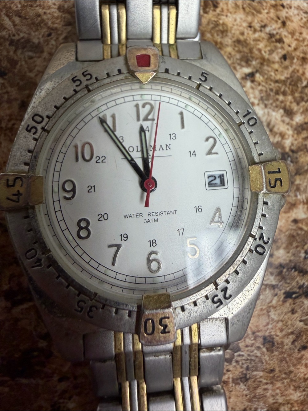 Vintage Colman 40-010 Quartz Watch Two Tone Date Japan Movement Men’s 3ATM